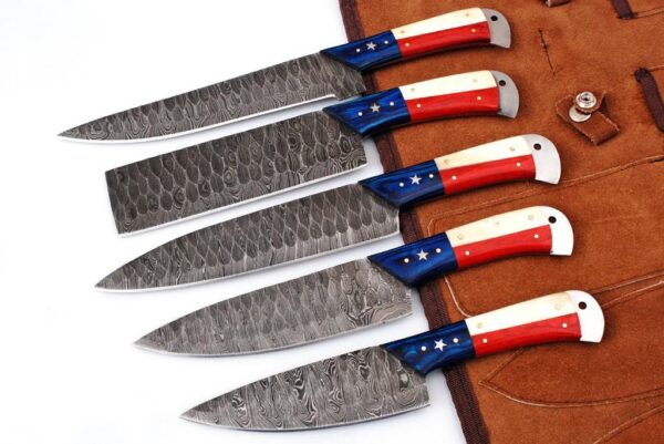 Texas Pride 5-Piece Handcrafted Damascus Kitchen Knife Set